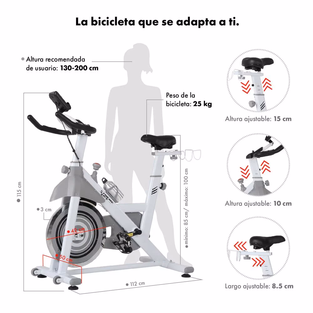 ¿Qué altura debe tener el asiento de mi bicicleta de spinning?