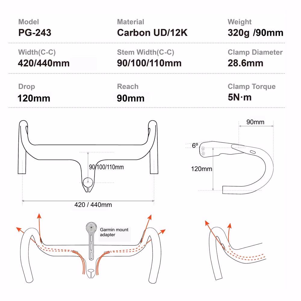 ¿Qué ancho tiene el manillar de Pogacar?