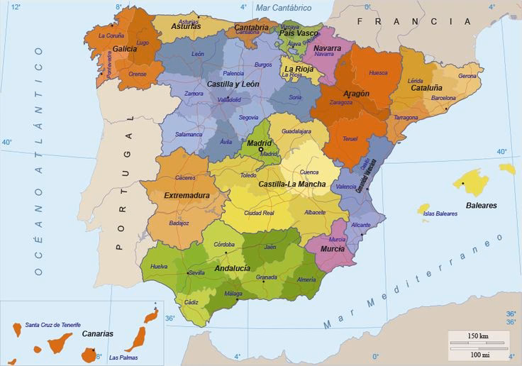 ¿Cuáles son los nombres de los estados de España?