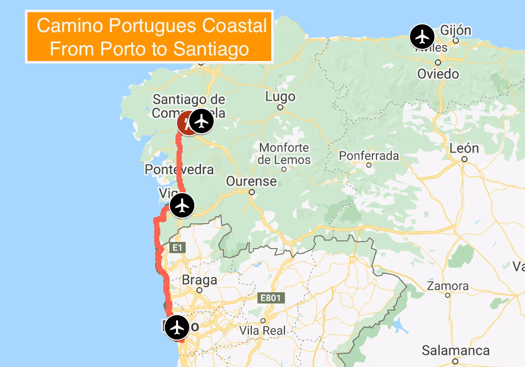 ¿Cuáles son las etapas del Camino de Santiago por la costa?