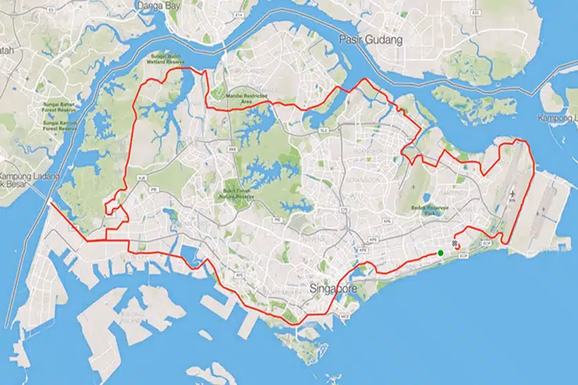 How long does it take to cycle around Singapore?