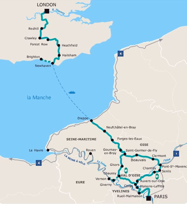 ¿Cuánto dura el viaje en bicicleta de Londres a París?