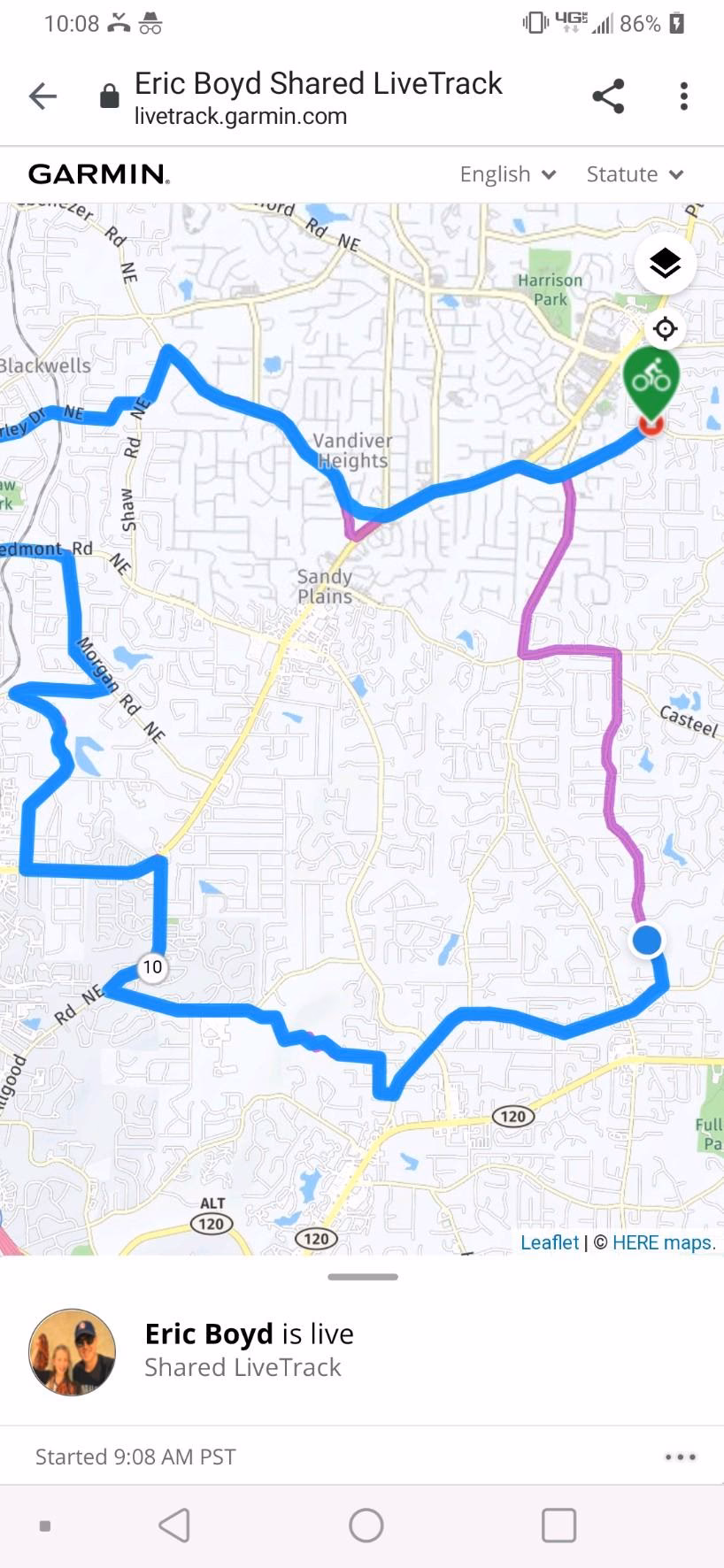 What does live track do on Garmin?