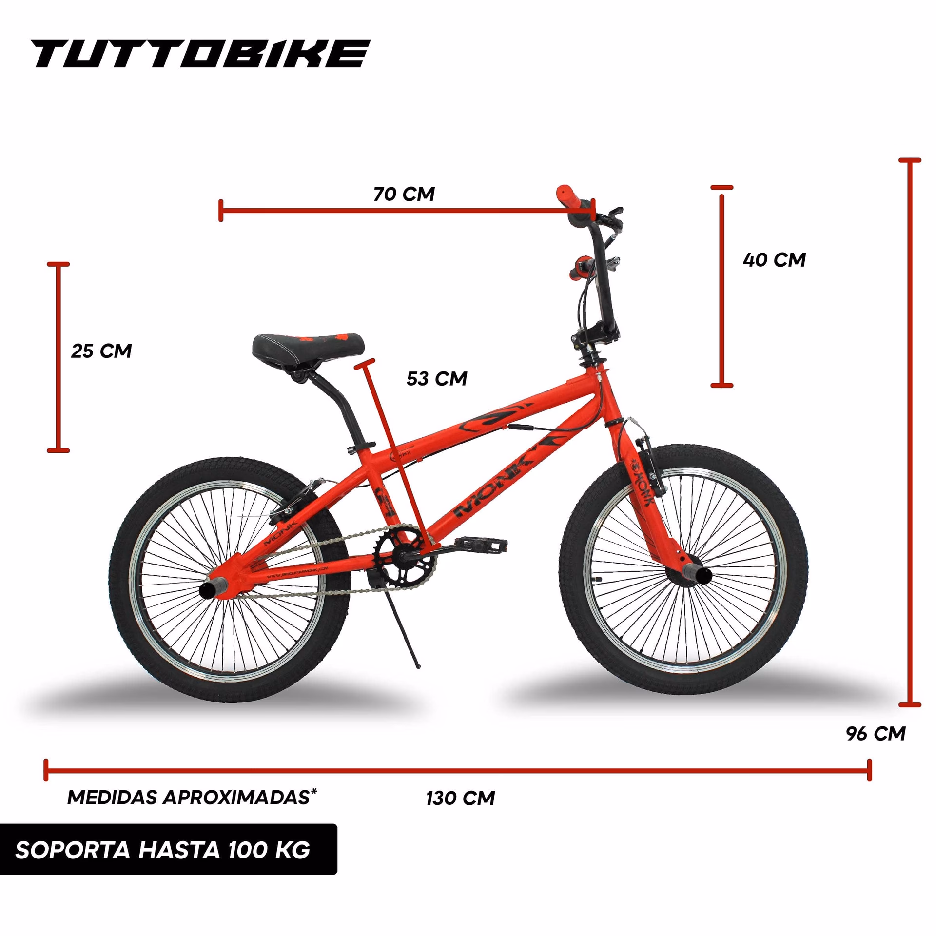 ¿Cómo se mide una bicicleta de 20 pulgadas?