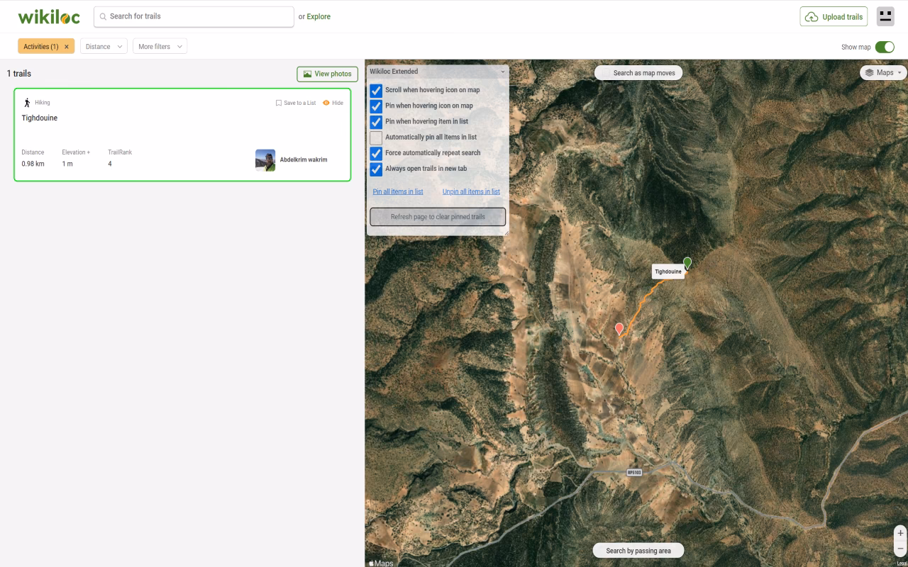 How do I send Wikiloc to Google Maps?
